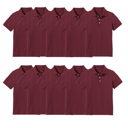 Burgundy (5-Pack) 8 10-Pack School Uniform Tagless Polo Tshirt for Little Boys & Big Boys